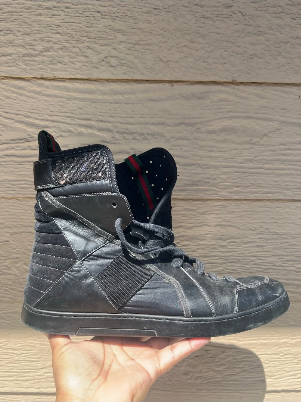 Men's GUCCI  Black High-Top Fashion Sneakers